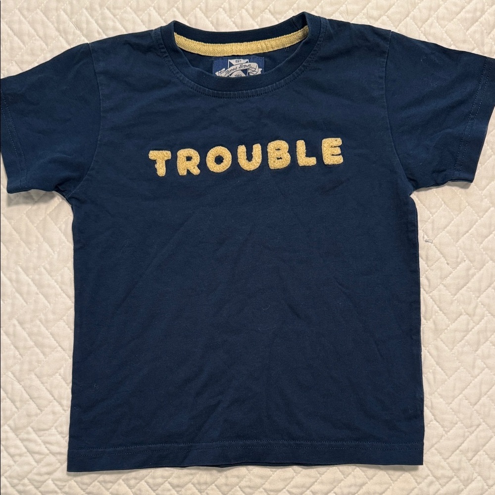NWOT Trotters Navy Blue 'Trouble' T-Shirt sz 4-5
